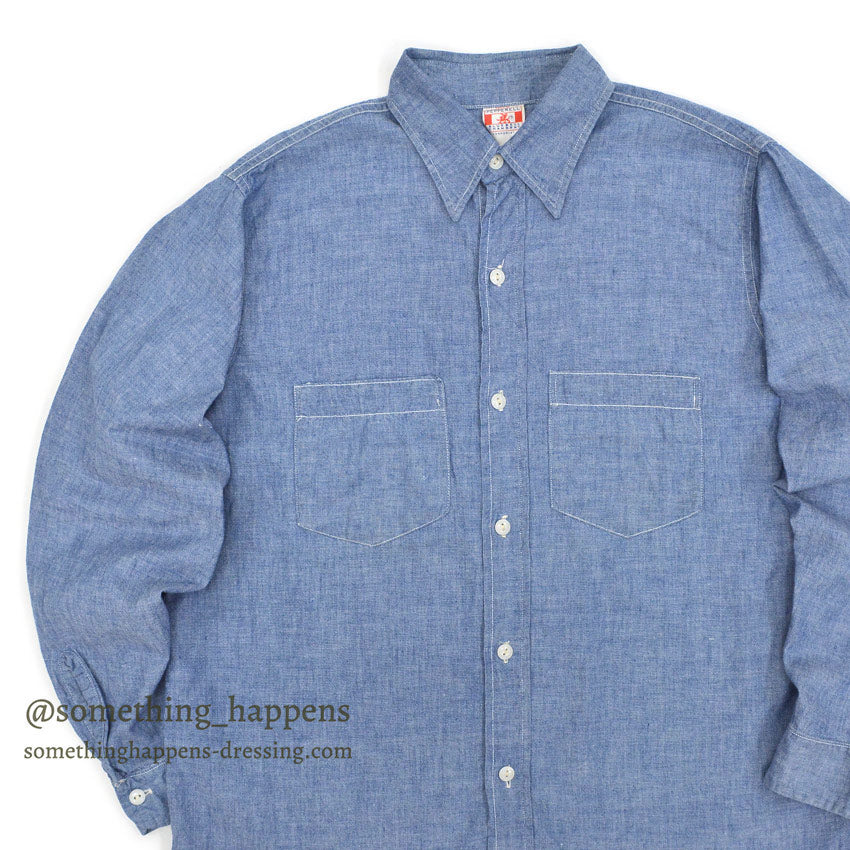 1950's PEPPERELL CHAMBRAY SHIRT GUSSET ... Fits like M