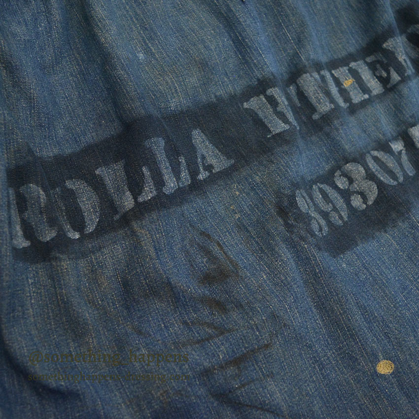 1940's USARMY WW2 DENIM LAUNDRY BAG STENCIL FADED...