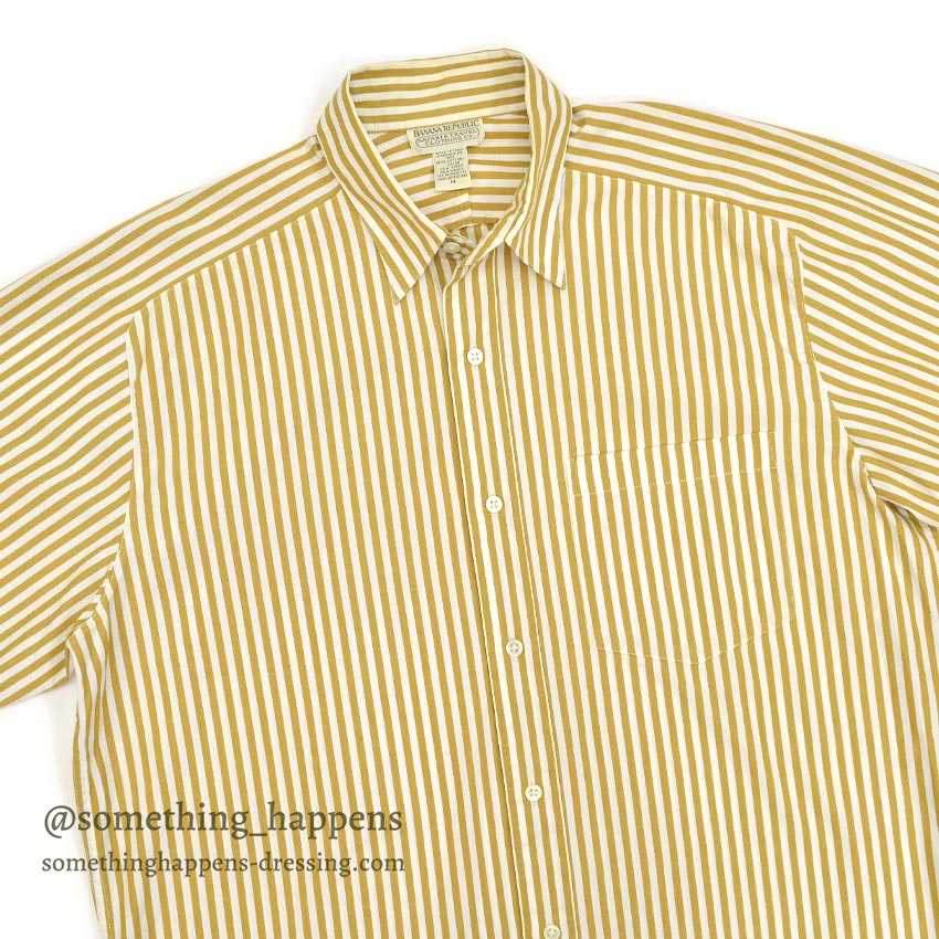 1980's BANANA REPUBLIC SAFARI & TRAVEL STRIPE SHIRT ... M