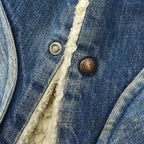 1970's Levi's 70605-0217 DENIM BOA JACKET ADD POCKETS / FADED... 44