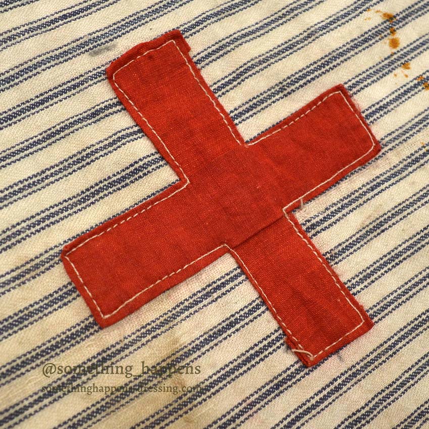 1910's~ WW1 ERA AMERICAN RED CROSS STRIPE DITTY BAG...