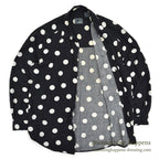 1990's LIZ WEAR DOTS RAYON SHIRT BLACK/WHITE...S