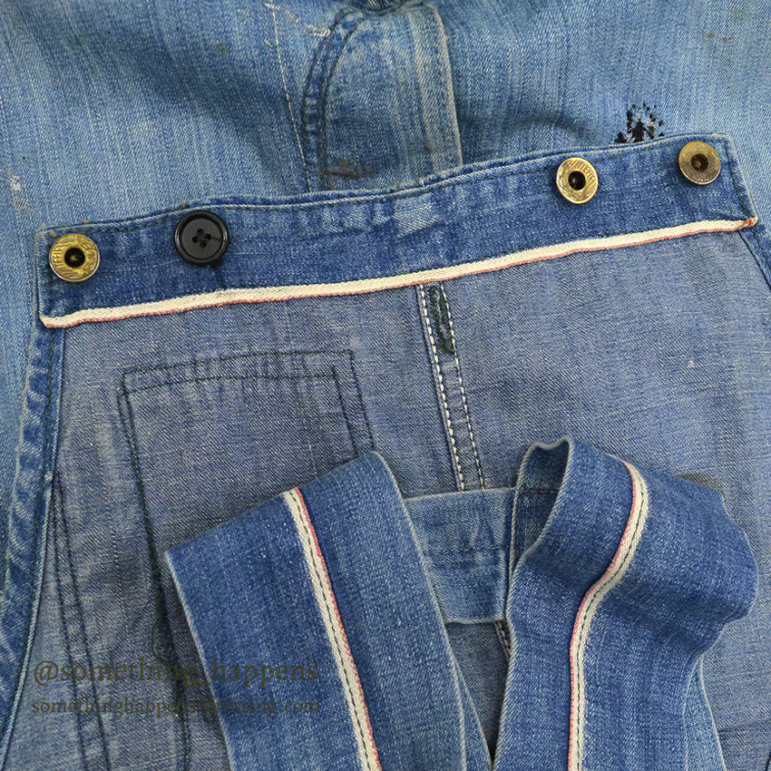 1930's~ WHITE FIELD S&B ONE POCKET DENIM OVERALL ... W39/L28