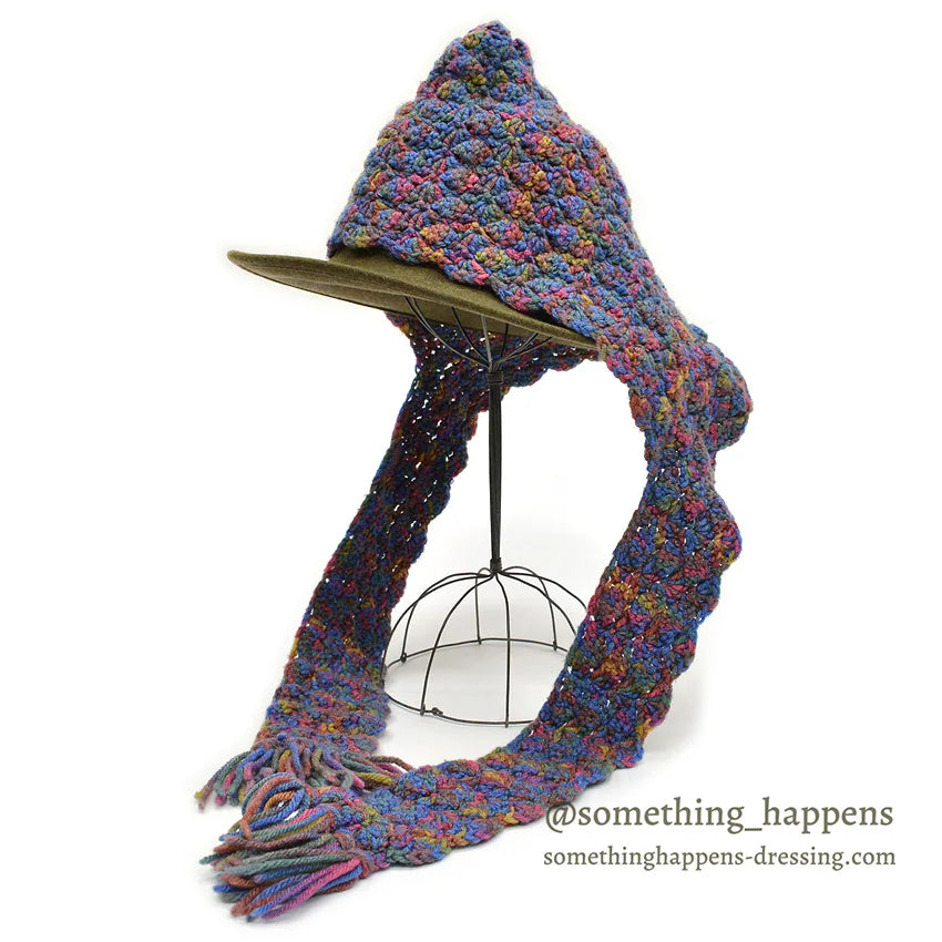 HOME MADE MIX COLOR HAND KNIT HOODED MUFFLER  ...