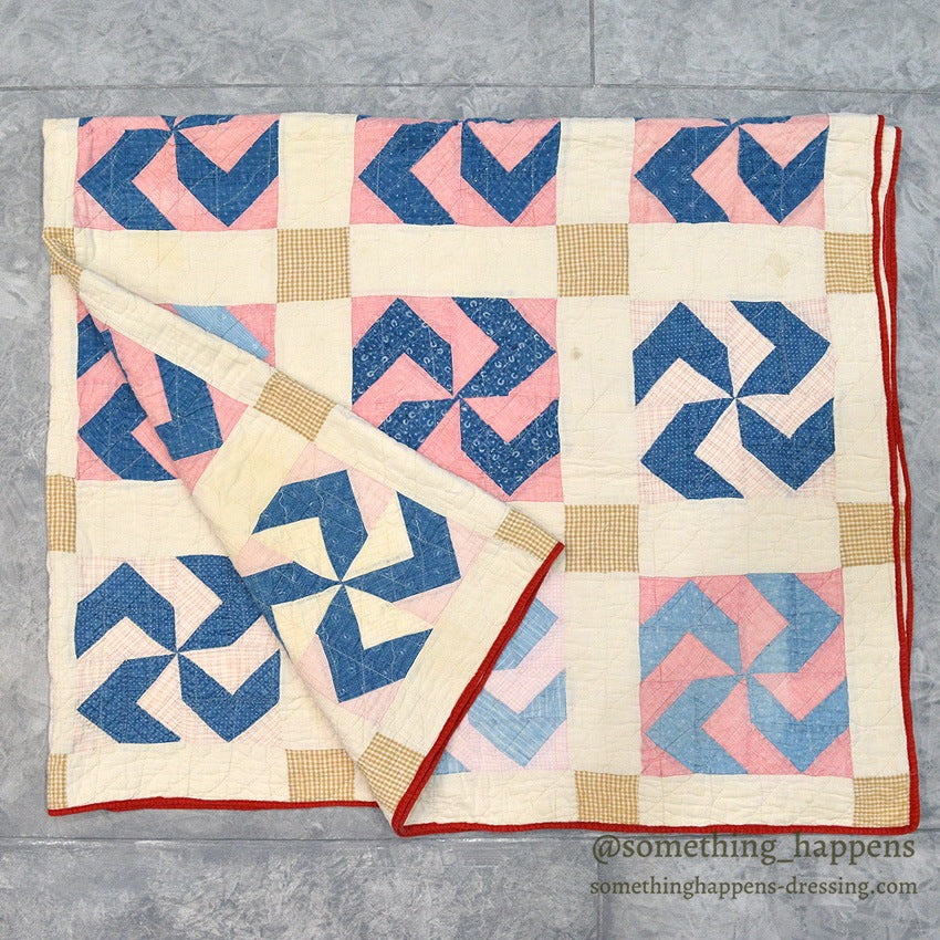 FLY FOOT INDIGO CALICO PATCHWORK QUILT... 210cm/168cm