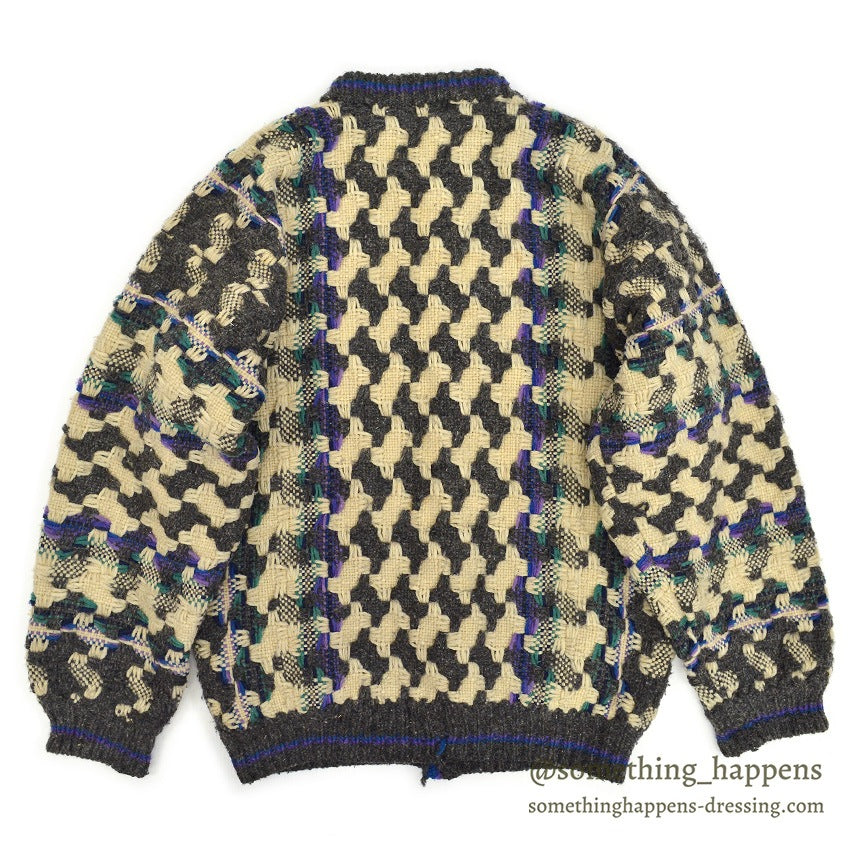 OLD ECUADOR HAND MADE WOOL KNIT CARDIGAN...