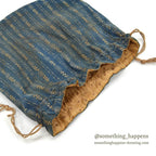 ~1920's INDIGO CALICO FABRIC BAG...