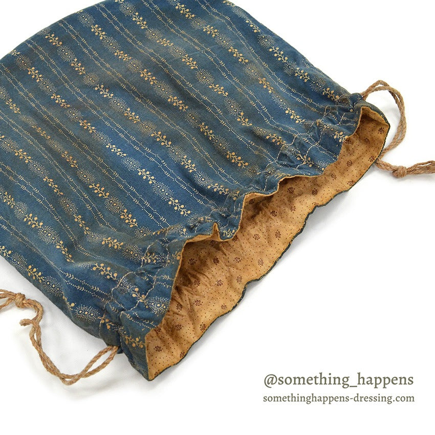 ~1920's INDIGO CALICO FABRIC BAG...