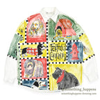 1990's~ FAITHFUL COMPANION DOG ART PAINT WHITE DENIM SHIRT ...