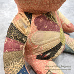ANTIQUE CALICO PATCHWORK QUILTED TEDDY BEAR...