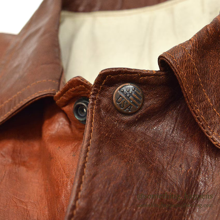 ~1980's UNKNOWN BROWN LEATHER JACKET TYPE 3RD ... Fits like 48