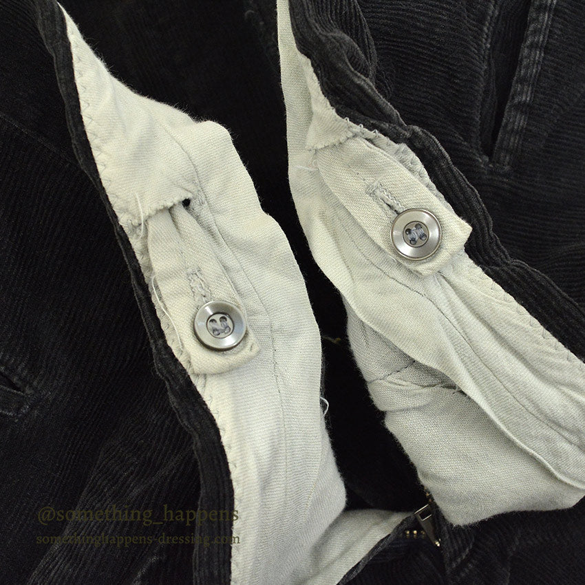 1960's BLACK CORDUROY SLACKS...W35/L28