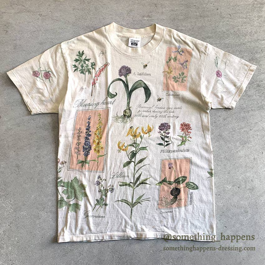 1990's REL-E-VANT PRODUCTS BOTANICAL ART PRINT T-SHIRT ... L