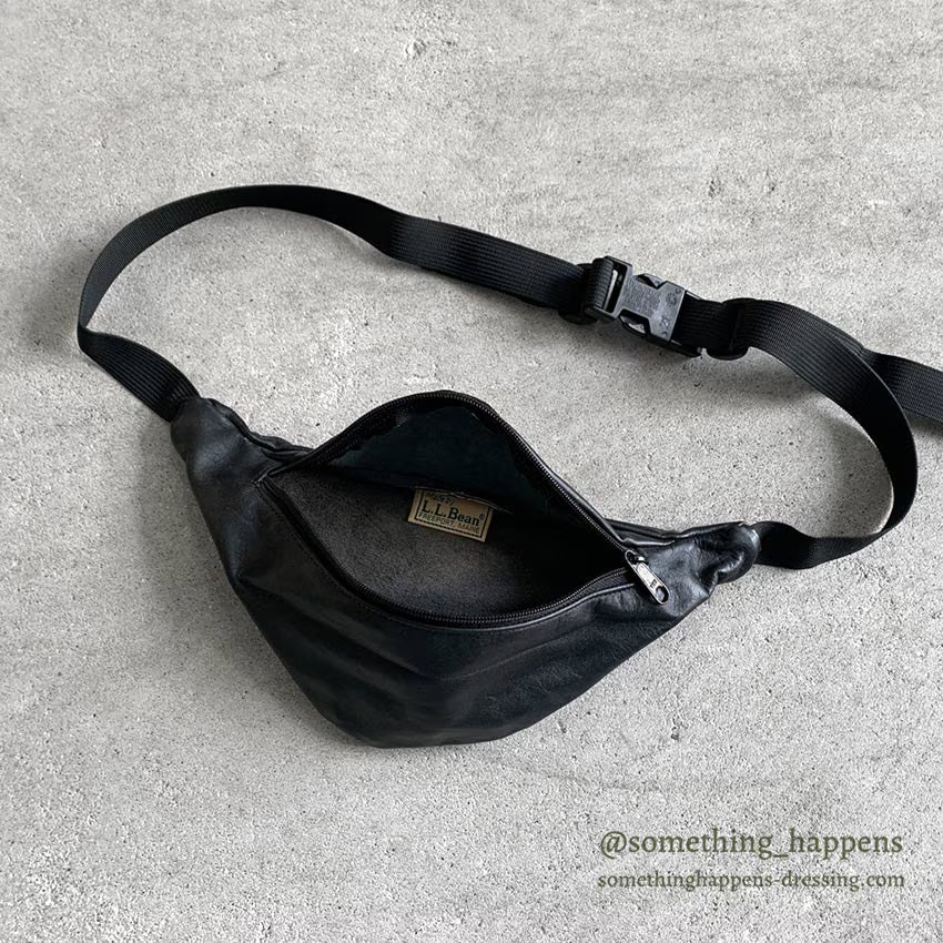 1980's LLBEAN LEATHER FANNY PACK BLACK...