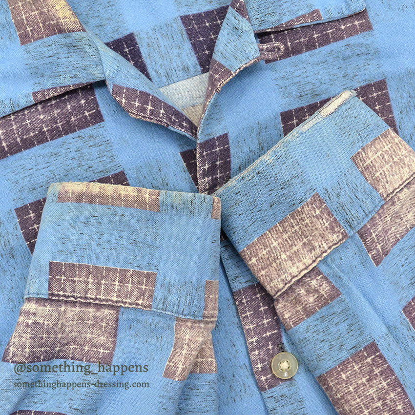 1950's PENNEY'S TOWNCRAFT PRINT FLANNEL SHIRT FADED...S
