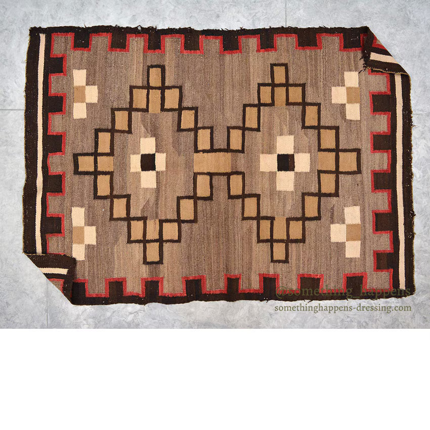 ~1930's NAVAJO RUG DOUBLE STEPPED DIAMOND ... 149cm/106cm