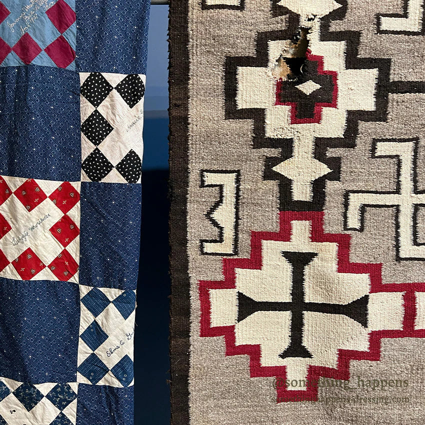 c.1920's NAVAJO RUG WHIRLING LOGS SWASTIKA... 156cm/95cm