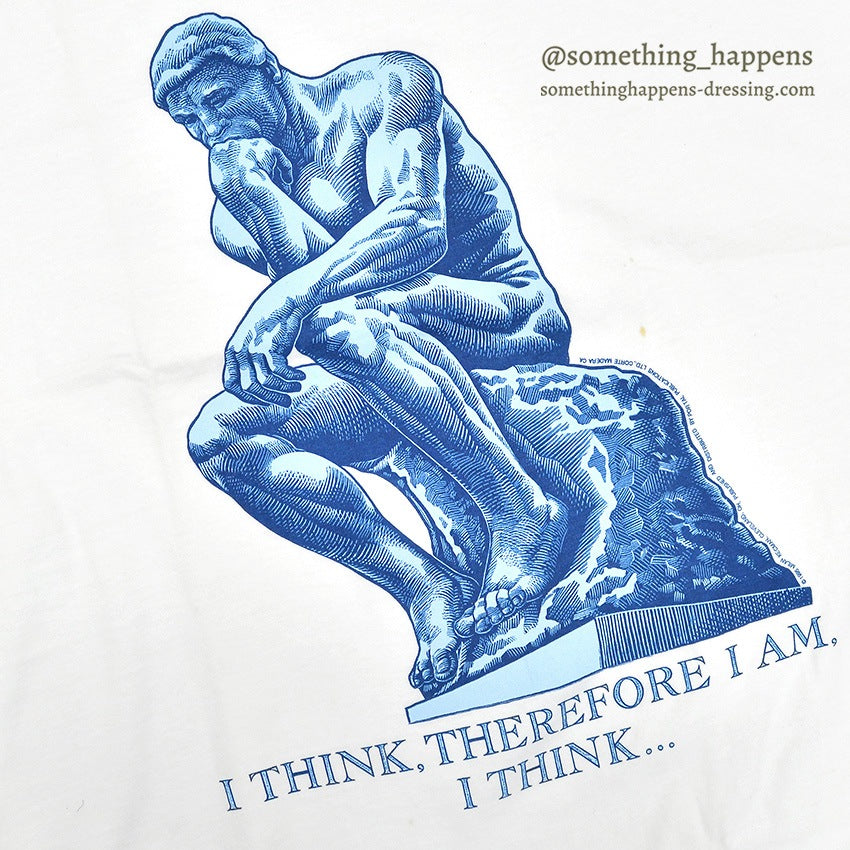 1990s DEADSTOCK HANES The Thinker ART PRINT T-SHIRT ... LARGE