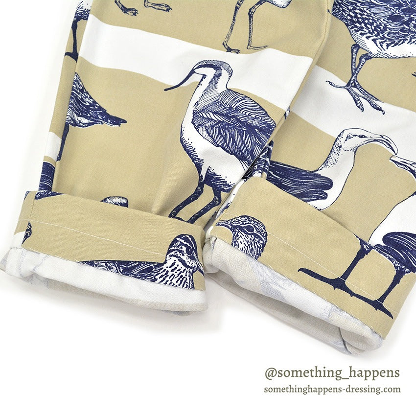1990's MICHIGAN RAG CO. BIRDS PRINT EASY PANTS...M