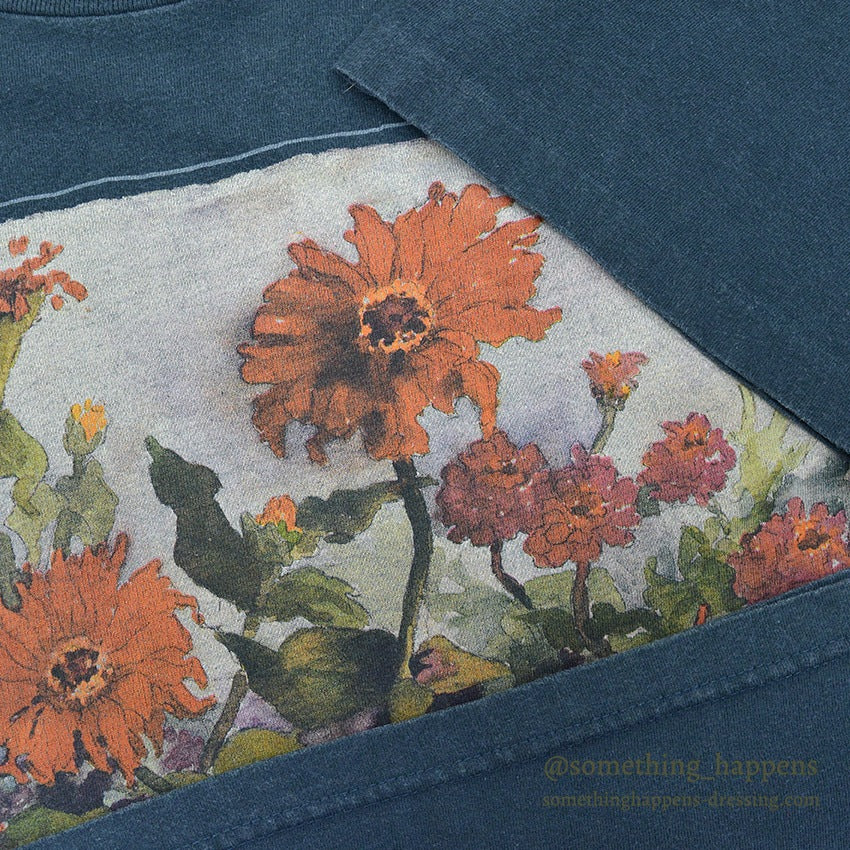 1990's TUF THREADS JUDY BUSWELL FLOWER ART PRINT T-SHIRT ... XL