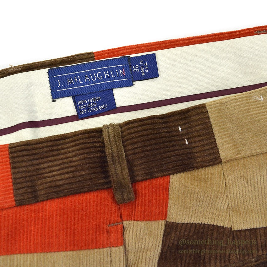 1980's J.McLAUGHLIN PATCHWORK CORDUROY PANTS... W36