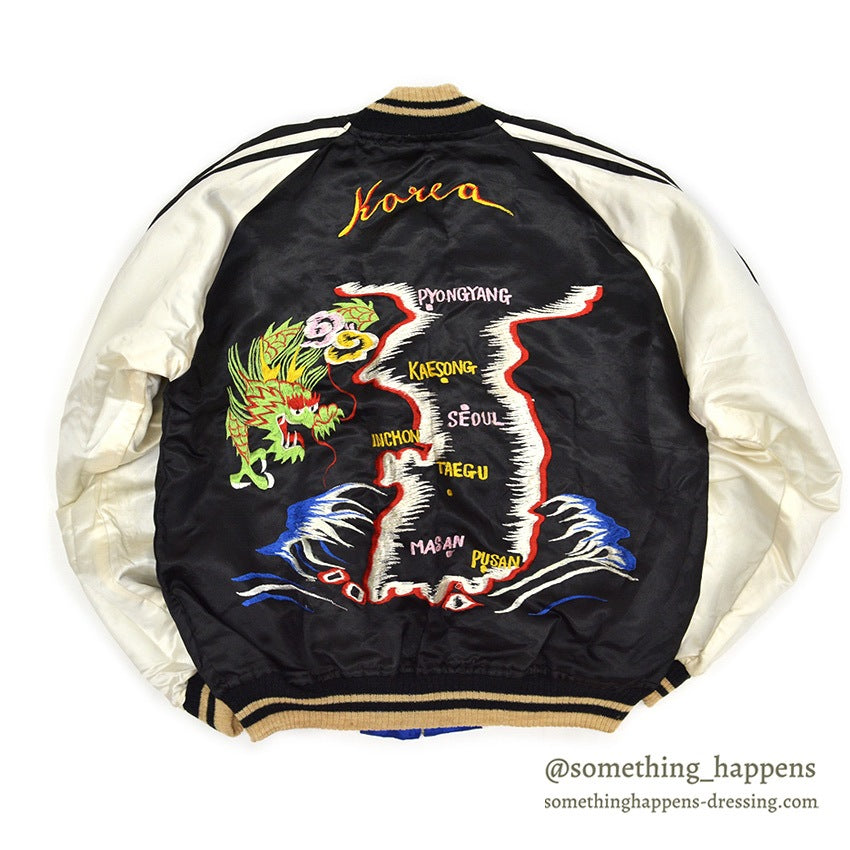 1950s~ JAPAN SOUVENIR JACKET Sukajan KOREA MAP Dragon, Eagle, Tiger Mitsuwa...