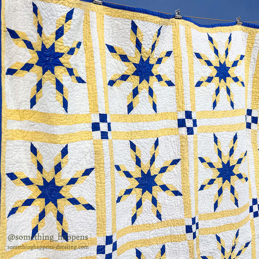 EIGHT POINT STAR PATCHWORK QUILT... 188cm/156cm