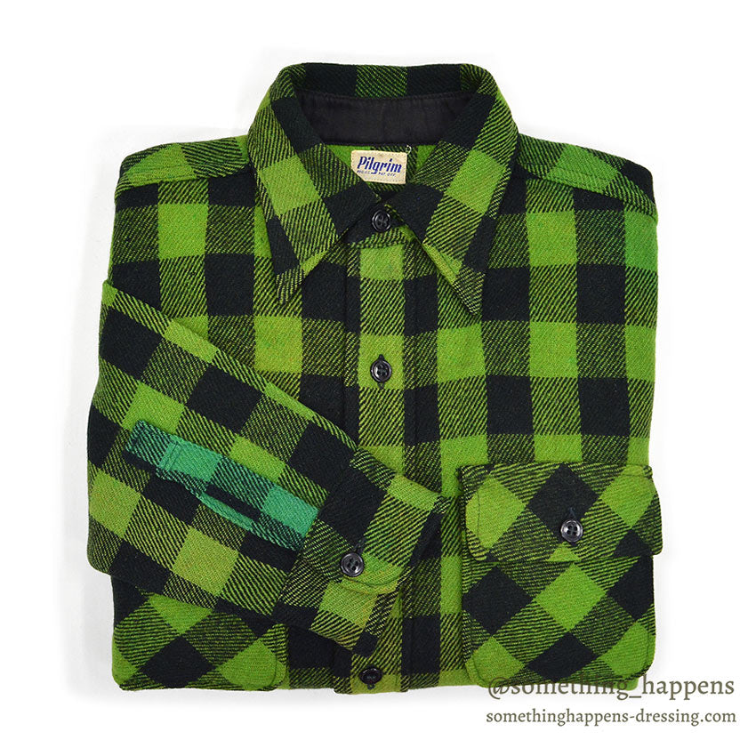 1950's PILGRIM GREEN/BLACK WOOL SHIRT UNUSUAL ...