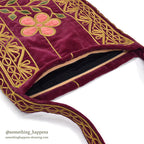 1950's~ KHYBER HAND MADE EMBROIDERED RED VELVET SHOULDER BAG...