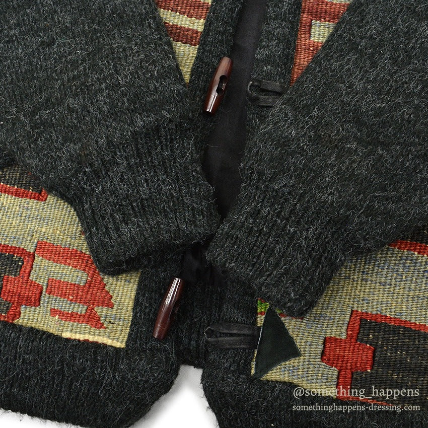 1990's~ LEATHER & KILIM PRODUCT BY SAO WOOL CARDIGAN...