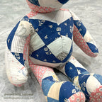 ANTIQUE CALICO PATCHWORK QUILTED TEDDY BEAR...