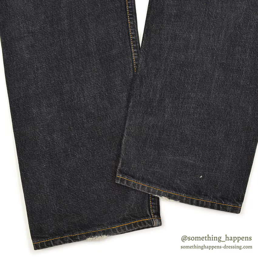 Levi's 501 BLACK DENIM PANTS Made in USA ORANGE STITCH... W34/L32