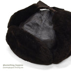 1980's LLBEAN NORTH KING GENUINE LEATHER / DYED MOUTON HAT...XL