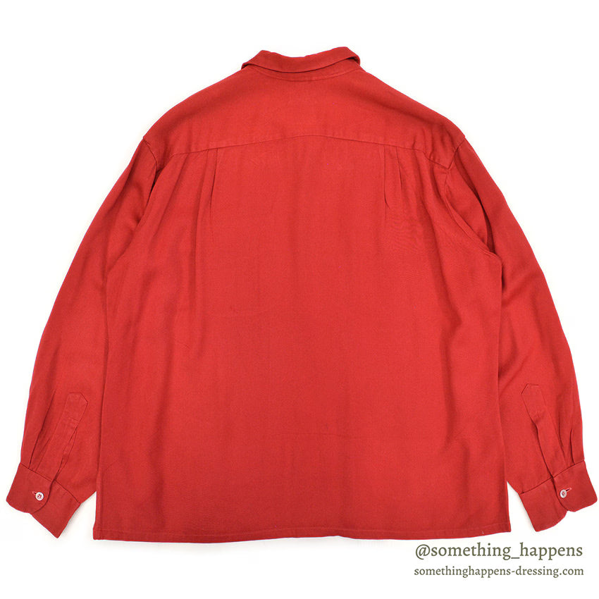 1950's TORNBERG RED RAYON GABARDINE SHIRT RARE SIZE ... XXL