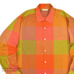 1960's~ OVEN-SET BLOCK PANEL PLAID SHIRT ... L
