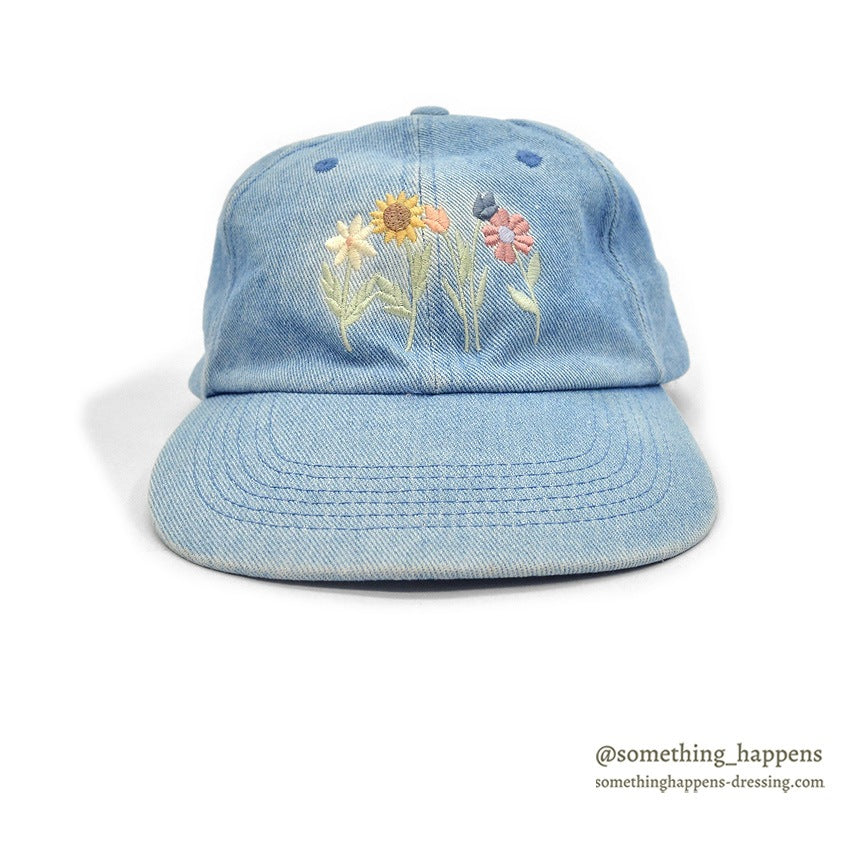 1990's DESERT HEAT FLOWER EMBROIDERY DENIM CAP...
