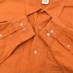 1980's BANANA REPUBLIC SAFARI & TRAVEL ORANGE LINEN SHIRT ... L
