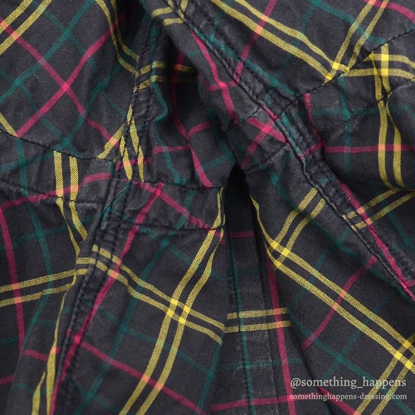 1980's OUTFITTERS IMPORTED FABLIC PLAID B/D SHIRT ... M