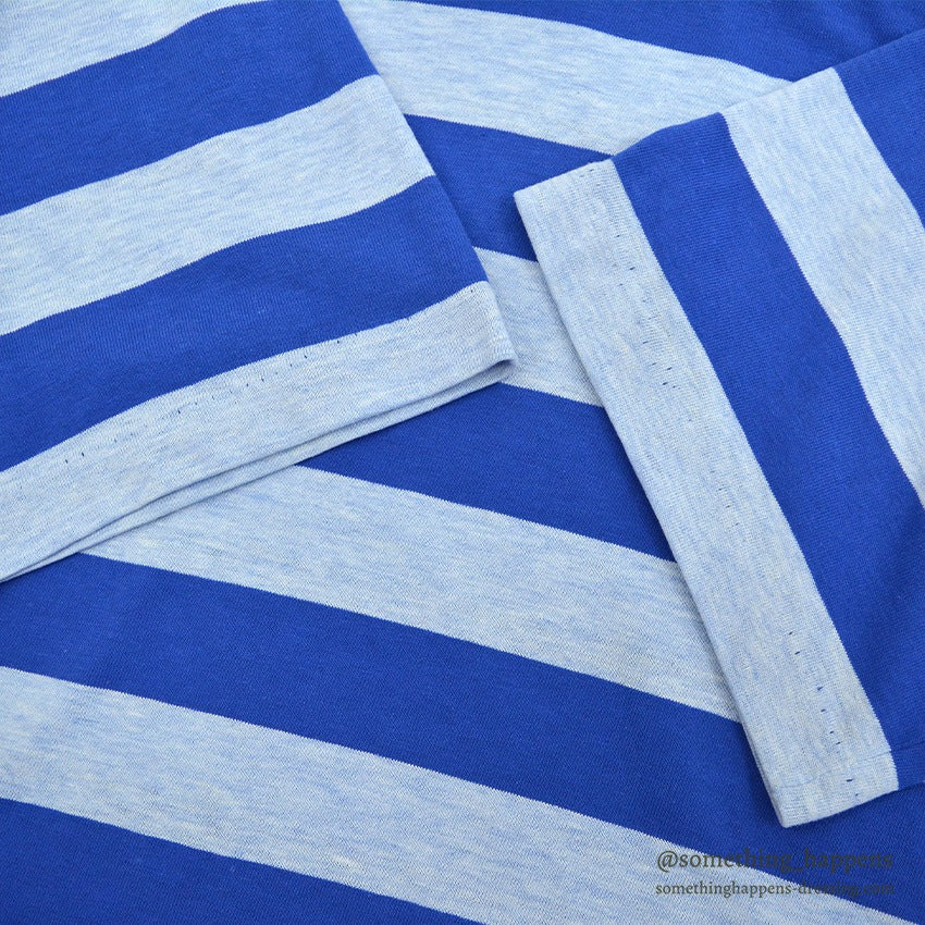 ~1980's BLUE STRIPED T-SHIRT ... LARGE