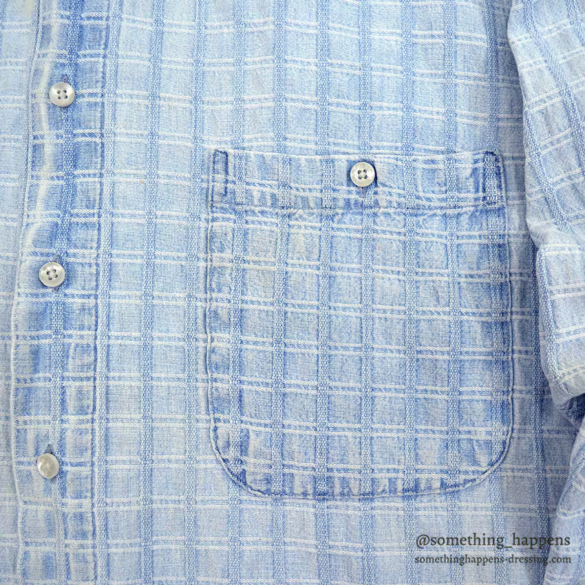 1990's JOHNNY COTTON DOBBY CLOTH L/S SHIRT ... S