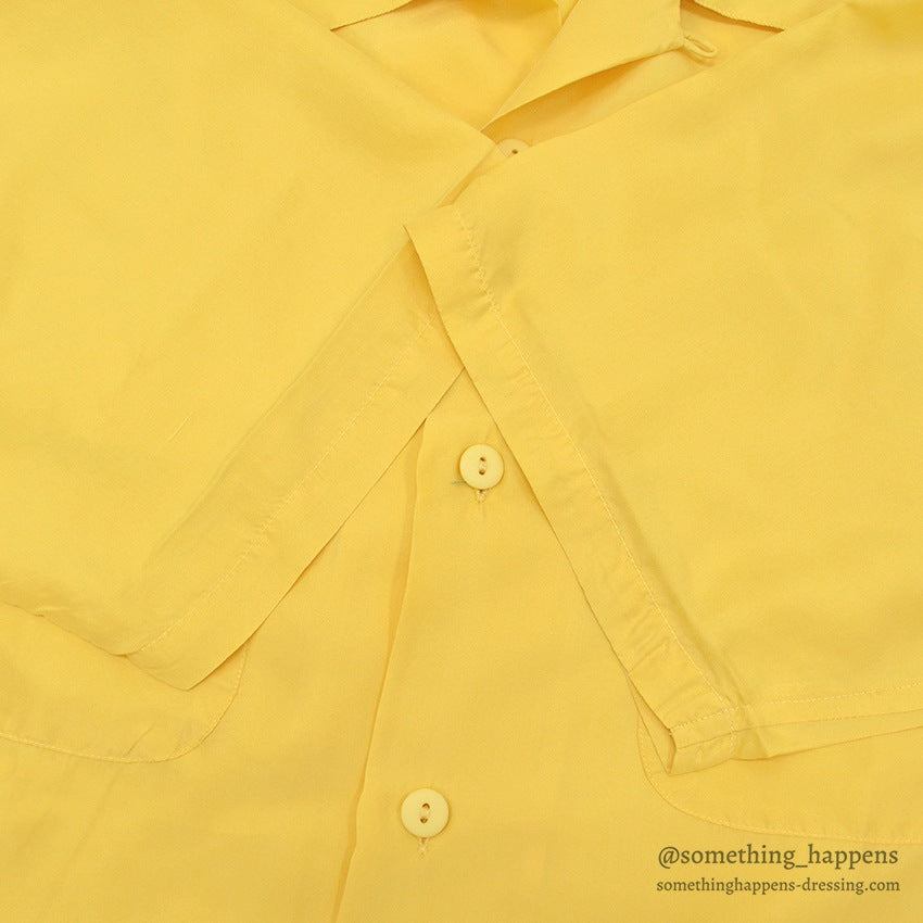 1980's~ YELLOW SILK S/S SHIRT ...