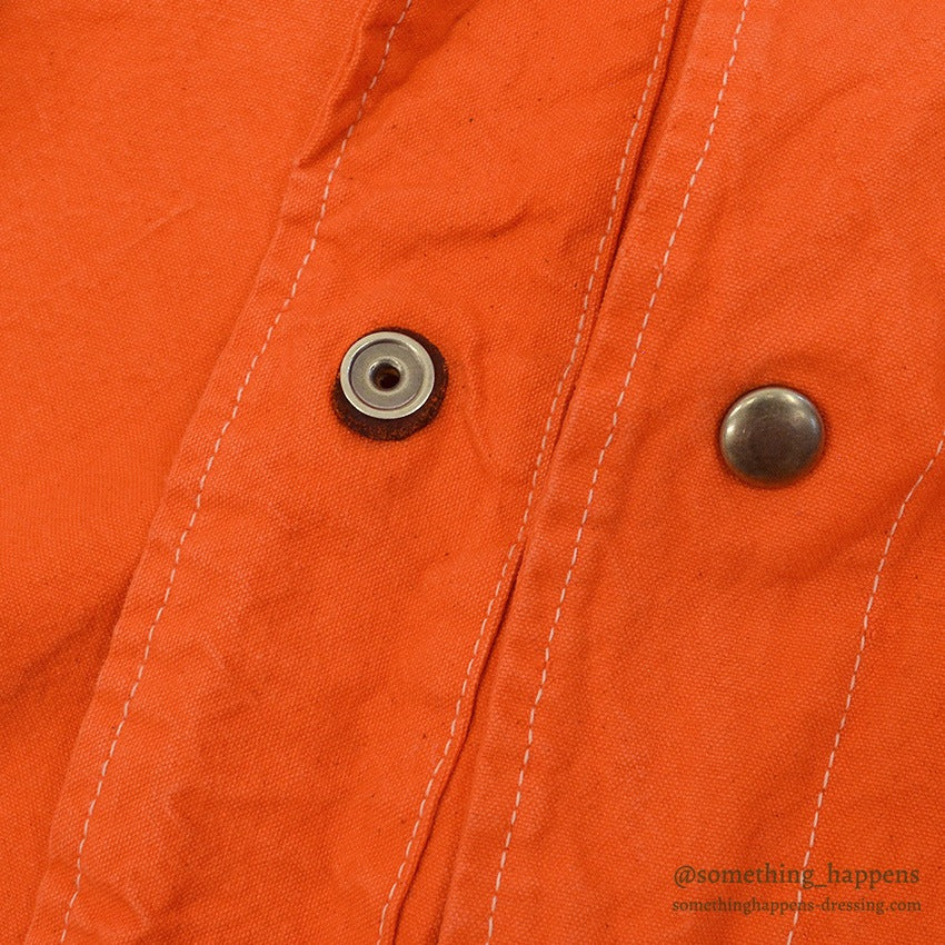 1980's~ ORANGE OVERDYED CANVAS COVERALL...