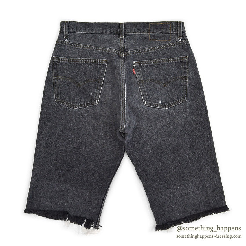 1990's Levi's 501 BLACK DENIM PANTS CHOPPED... W32