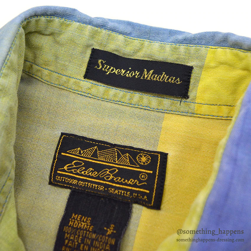 1980's~ EDDIE BAUER SUPERIOR MADRAS S/S SHIRT ... S