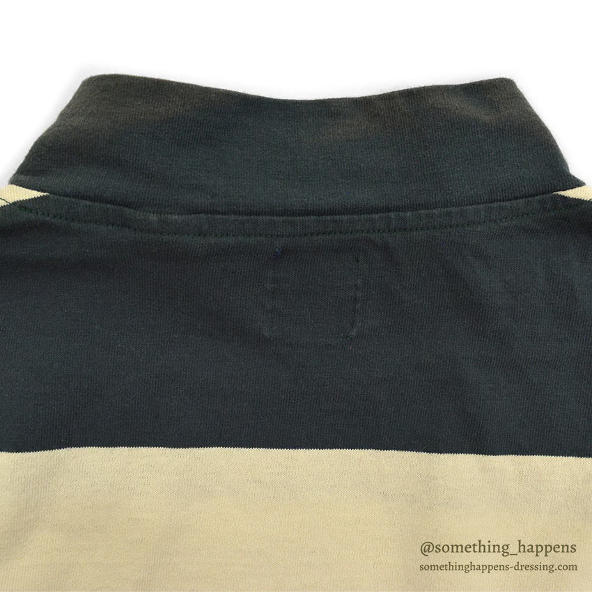 1990's DEADATOCK GAP GREEN/CREAM WIDE STRIPE COTTON L/S TEE ... S
