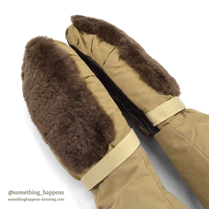1970's~ EDDIE BAUER FUR SHEARLING DOWN MITTENS...S