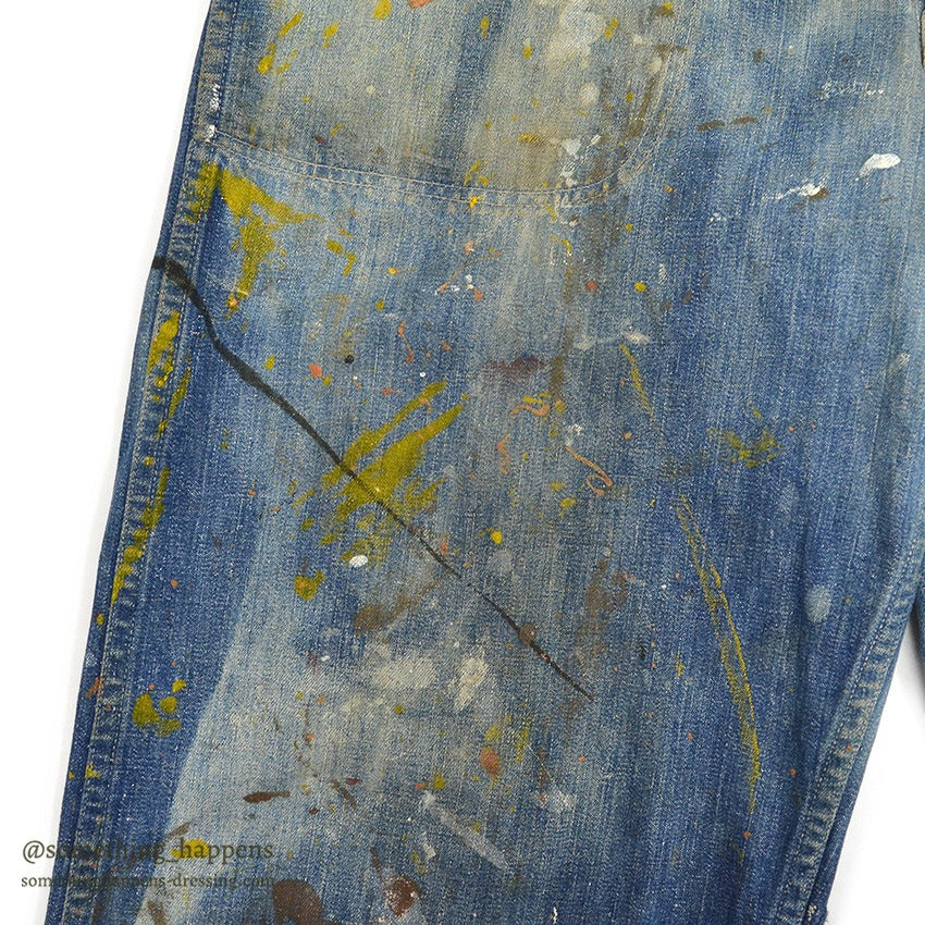 1940's U.S.NAVY WW2 DENIM TROUSERS PAINT SPLATTER/FADED ... W30/L30