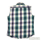 ~1980's FIVE BROTHER PLAID FLANNEL SHIRT / CUT OFF SLEEVES ... M