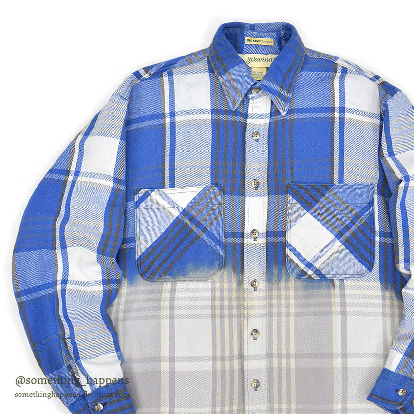 1980's ST JOHN'S BAY BY BIGMAC FLANNEL SHIRT / BLEACH... M