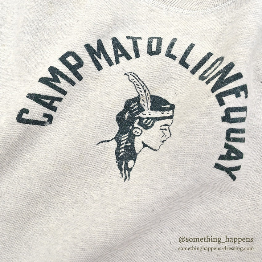 1950's CHAMPION RUNNER TAG INDIAN HEAD FLOCK PRINT SWEAT SHIRT ... L
